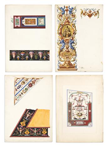 (RENAISSANCE GROTESQUE.) J. Green. Large collection of intricate 19th-century sketches of early Italian fresco ornament.